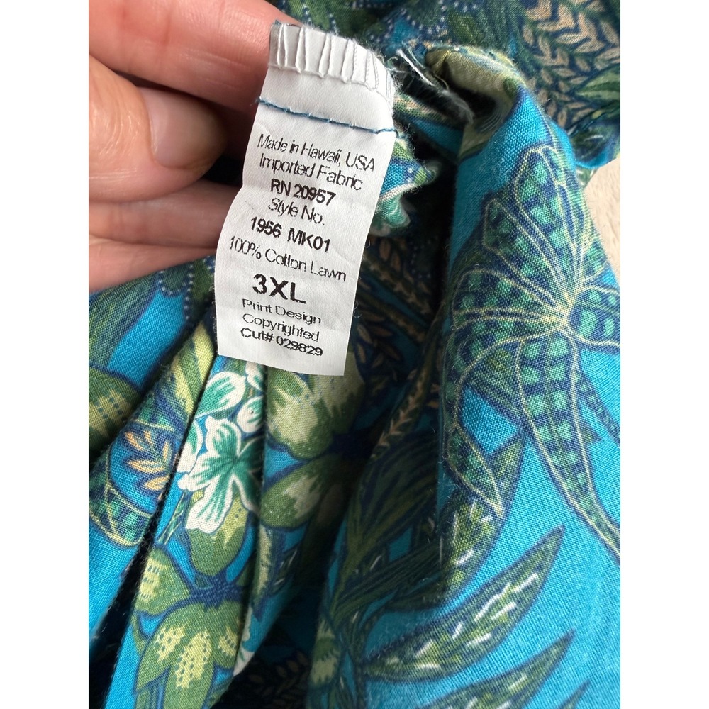 Tori Richard Shirt Mens 3XL Blue Excellent 1956 MK01 Tropical Cotton Lawn Aloha - Picture 8 of 9